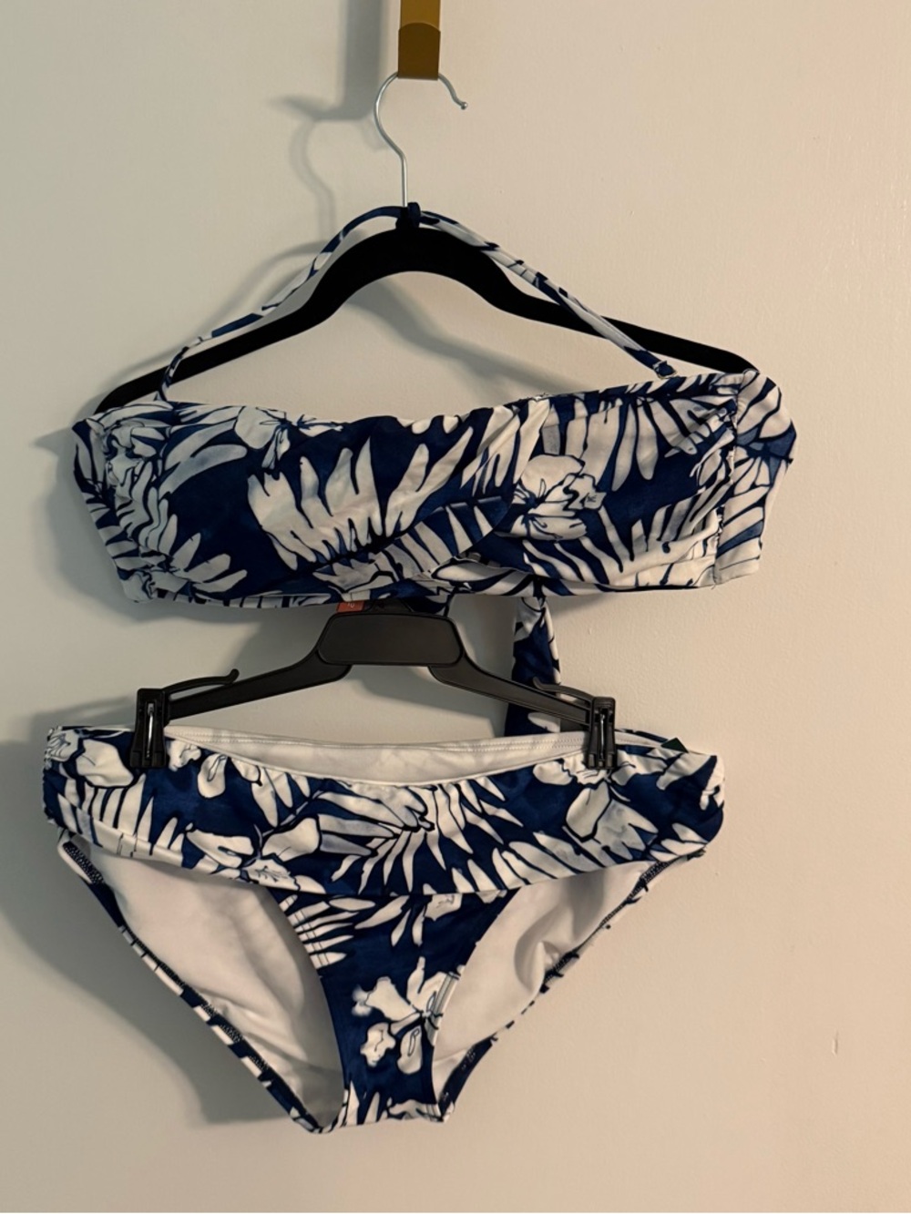 Lauren Ralph Bikini Lauren blue-and-white floral bikini, size 12.